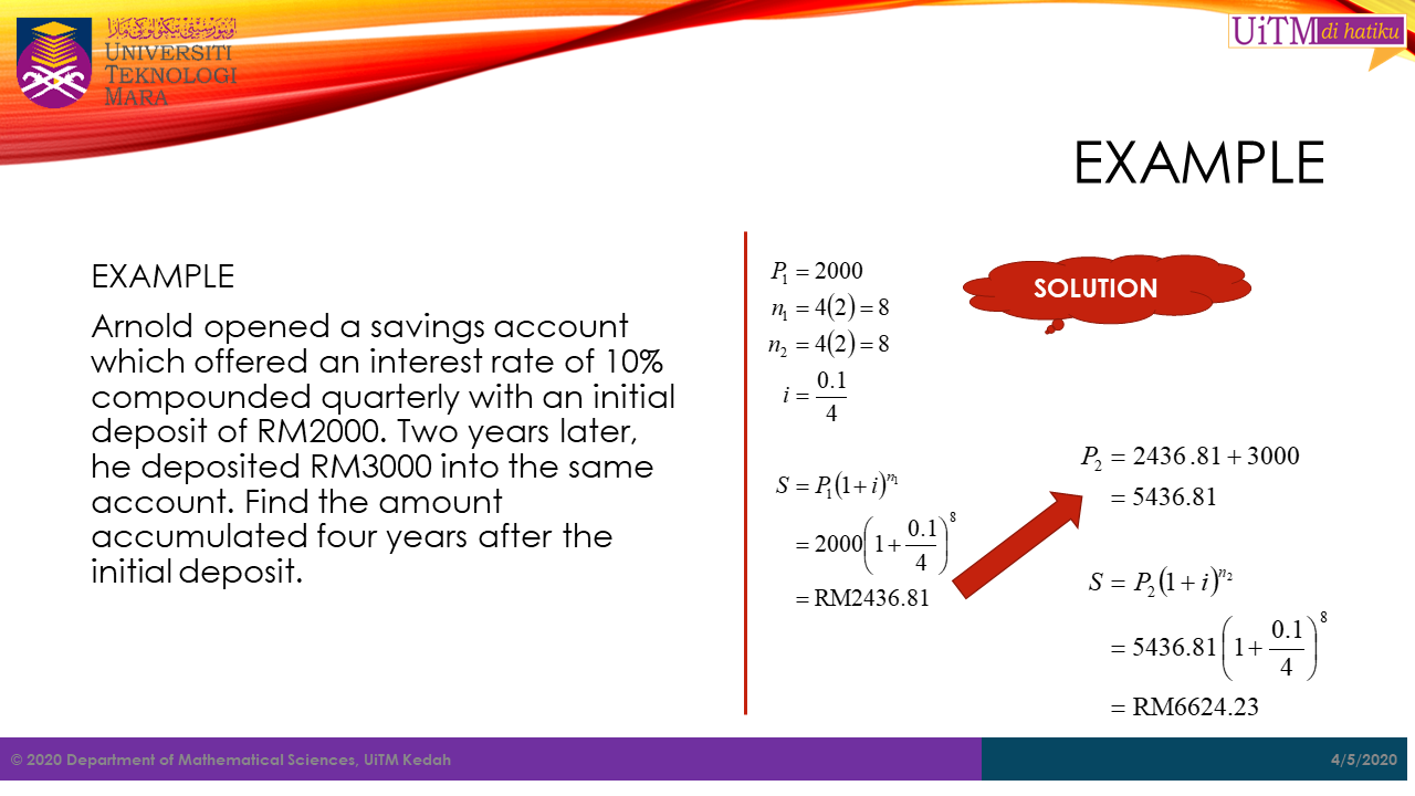 Math. Sc. UiTM Kedah: Compound Interest