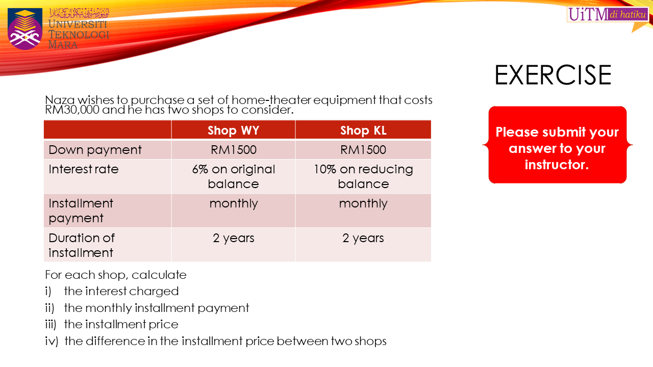 Math Sc UiTM Kedah Instalment Purchase